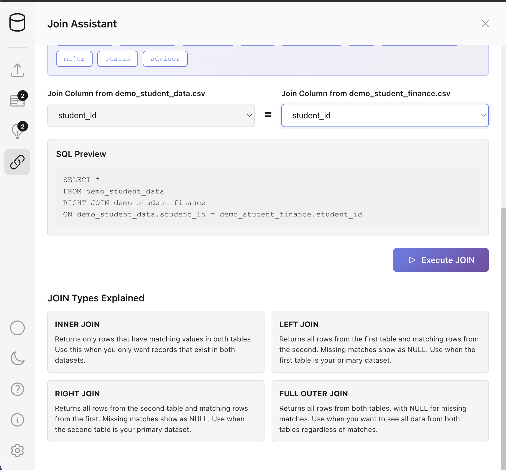 CSV Transformer - SQL Preview