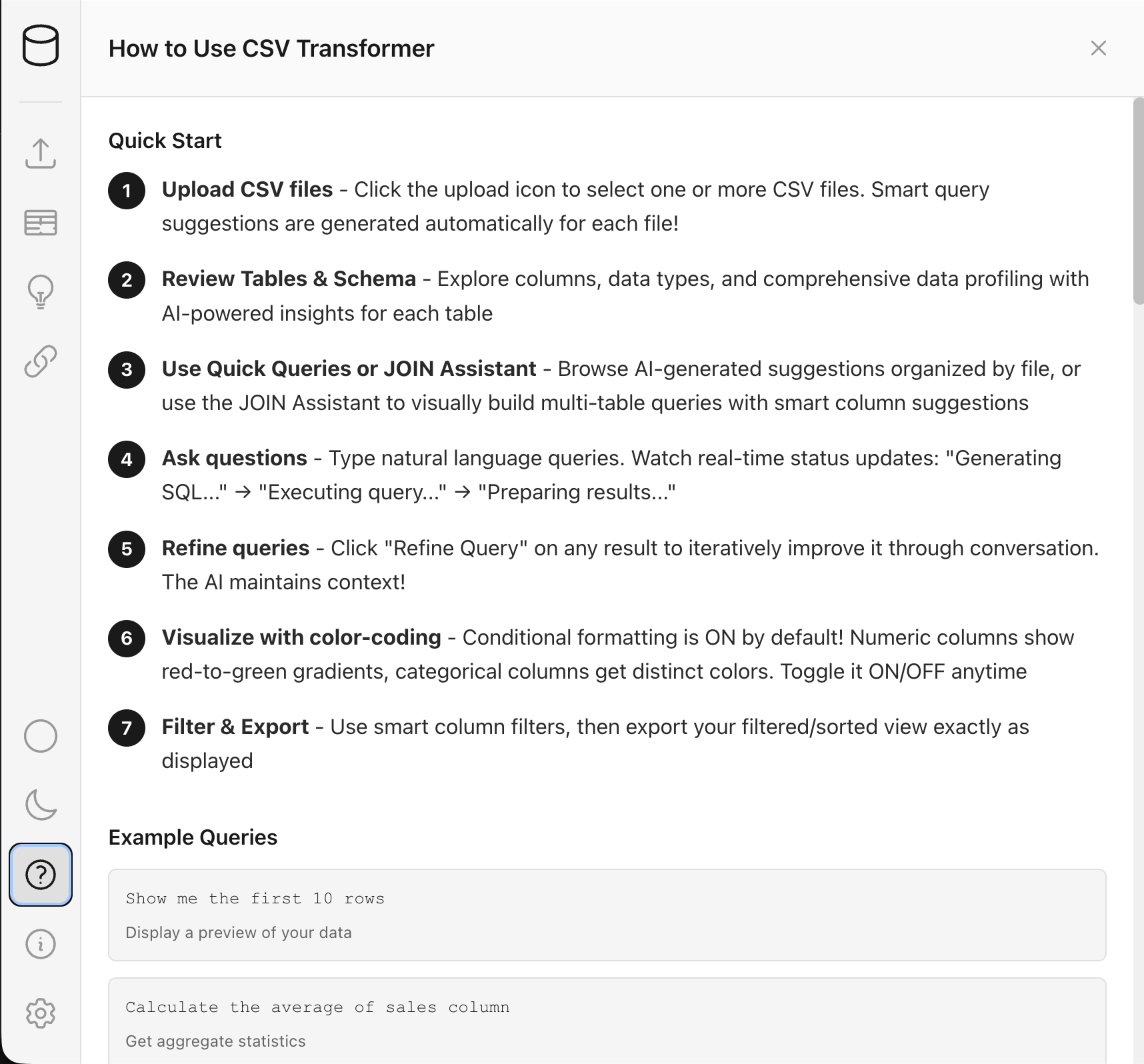 CSV Transformer - Query results