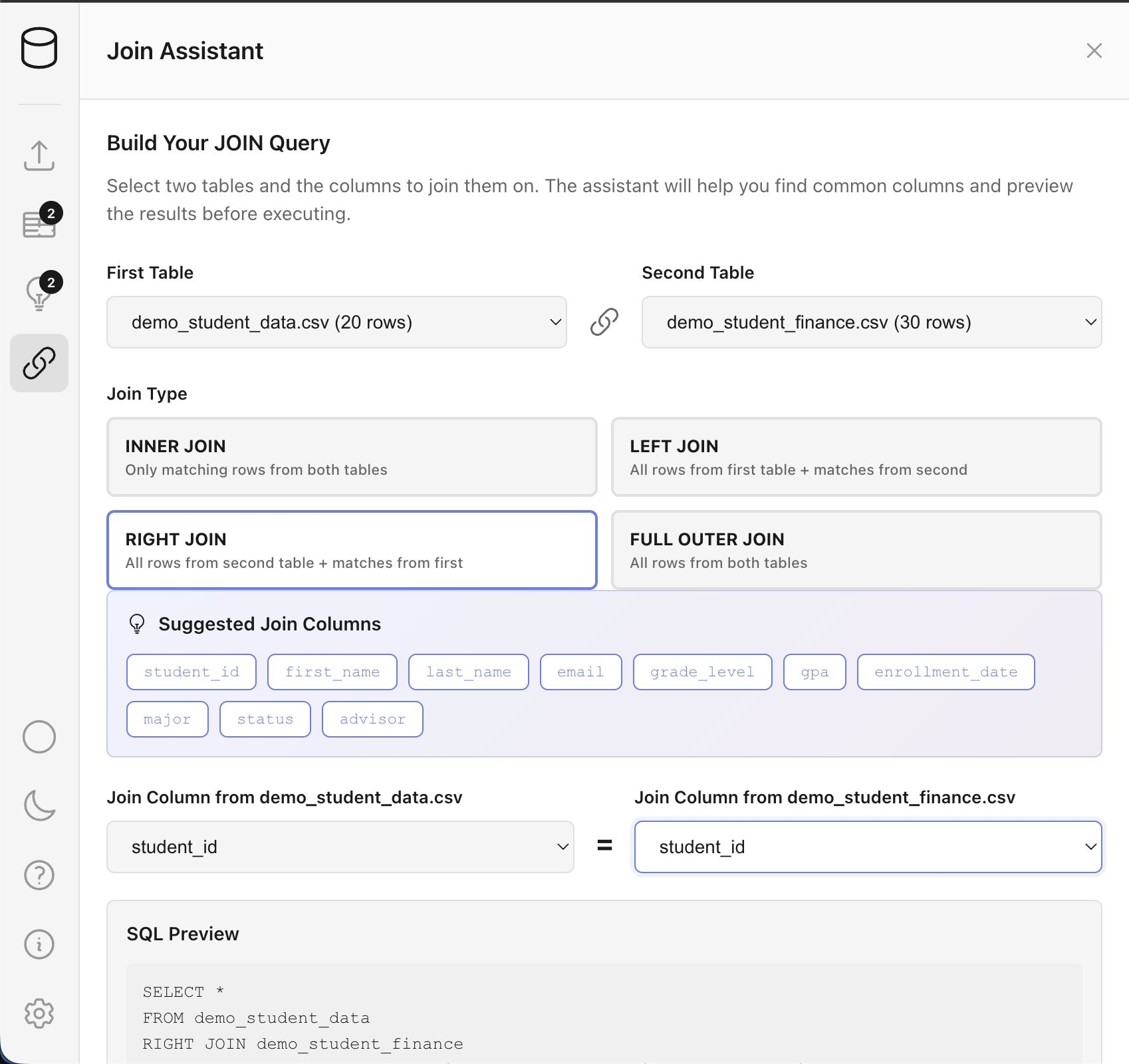 CSV Transformer - Join Assistant
